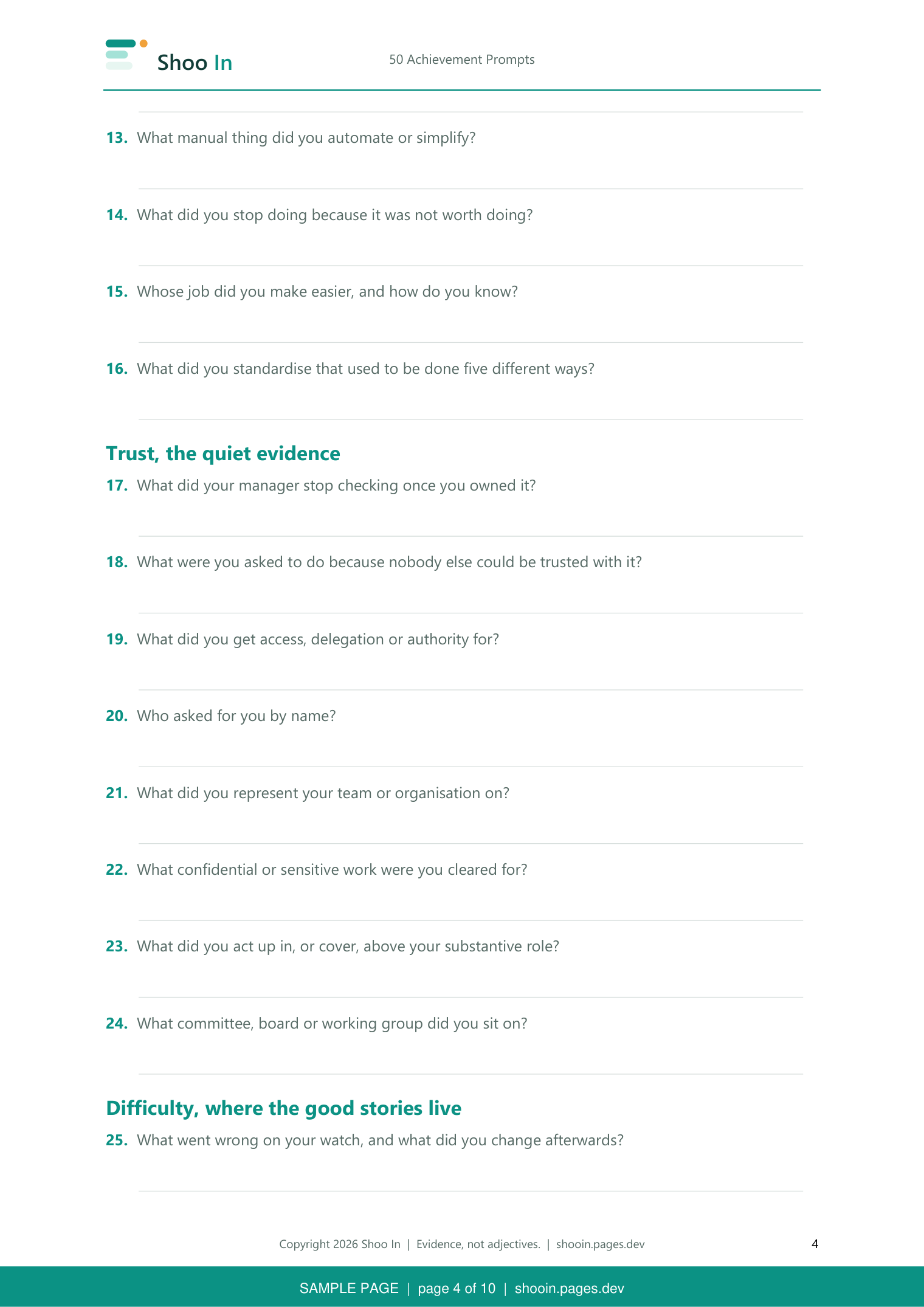 Guide page 4: the prompts themselves, mid-list